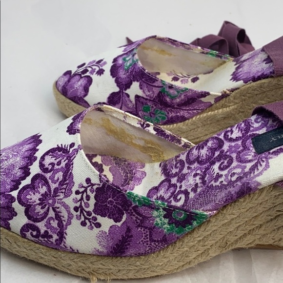 Burberry Sz 40/ US 9 Purple White Espadrille Wedge - Picture 8 of 10